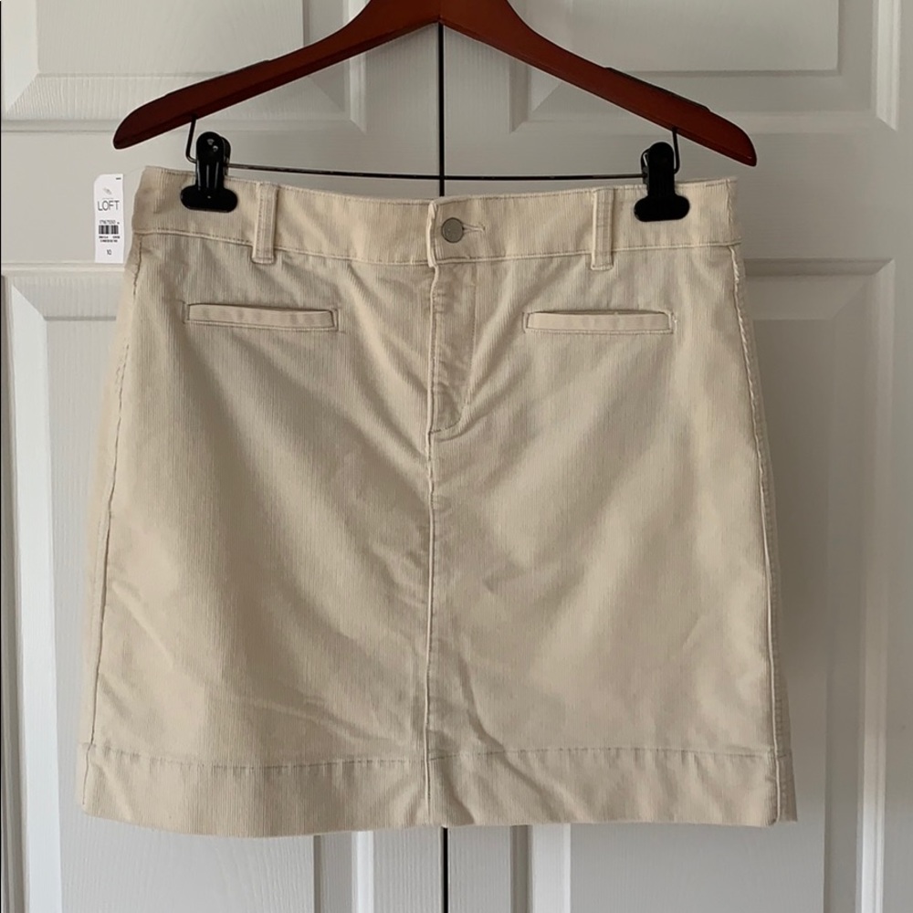 Loft Corduroy Mini Skirt in Off-White Size 10 New